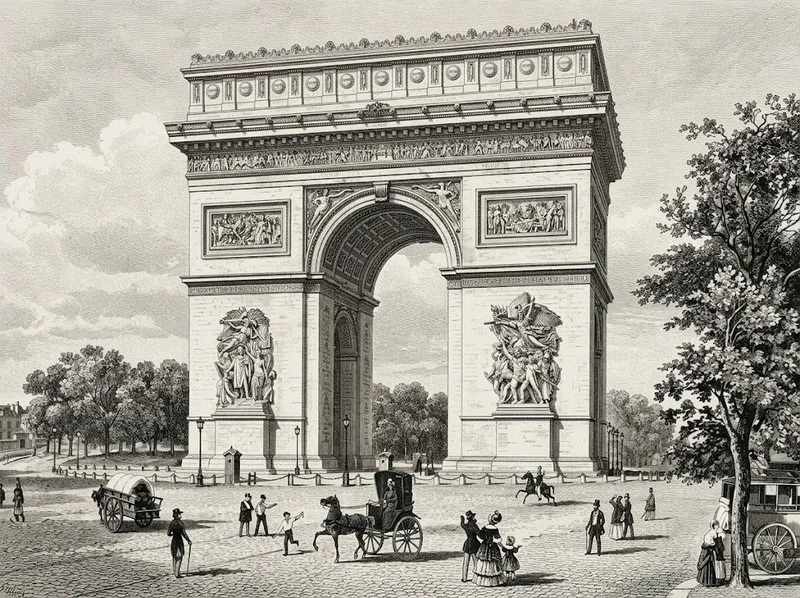 Khải hoàn môn Paris được xây từ thời Napoleon và khánh thành năm 1836