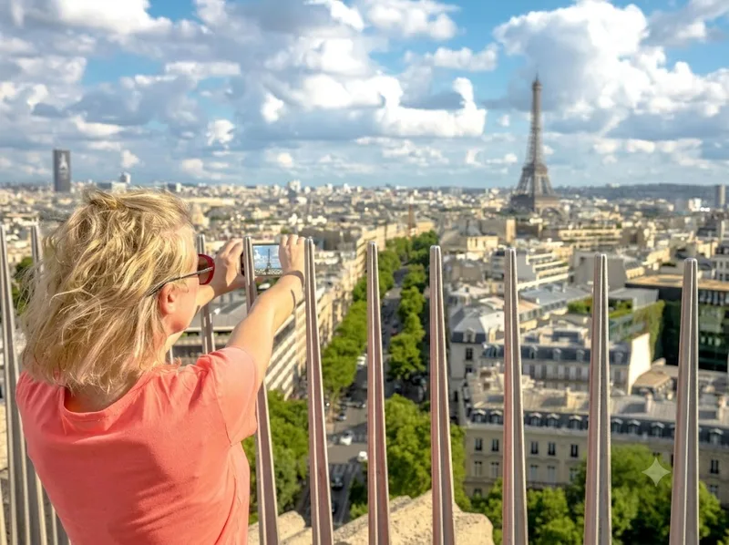 Sân thượng Khải hoàn môn mang đến góc nhìn rộng khắp Paris